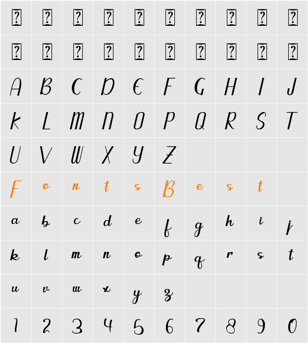 gabriella - Personal Use Character Map