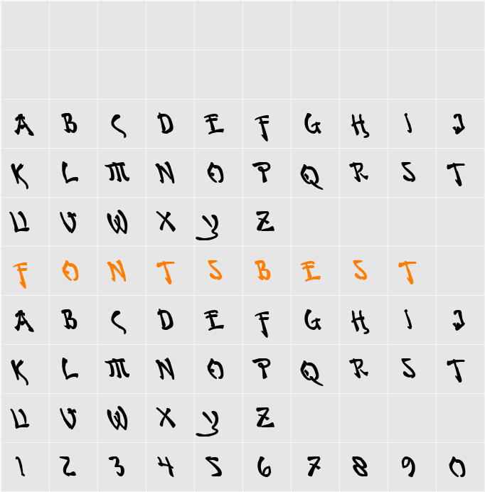 Bushido Bold Leftalic Character Map