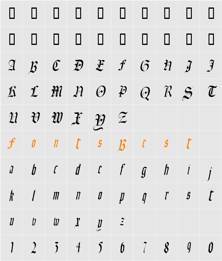 Fains Character Map