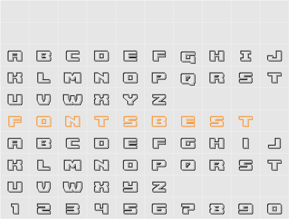 Cruiser Fortress Engraved Character Map