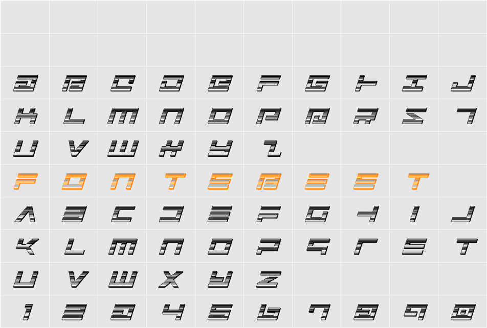 Avenger Chrome Italic Character Map