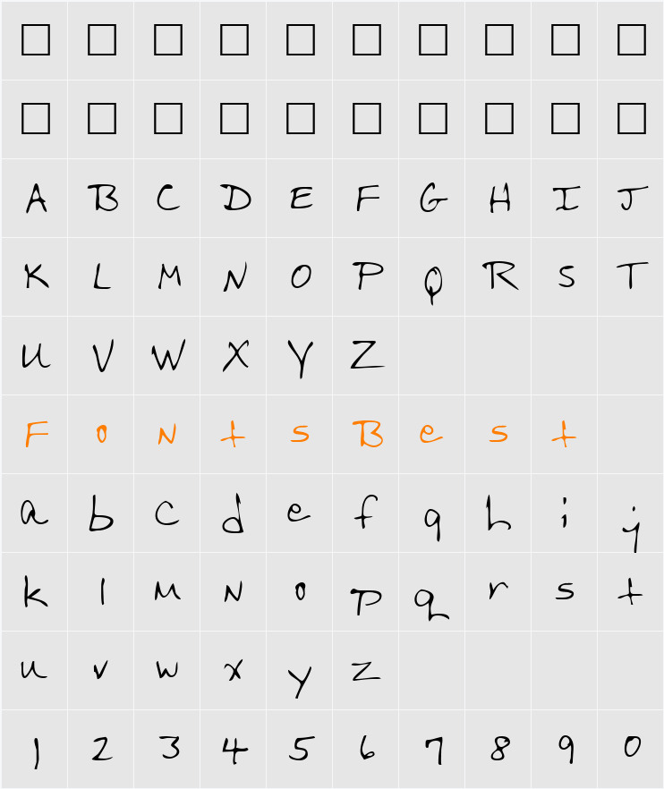 NappysHand Character Map