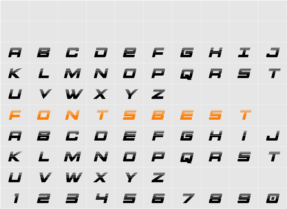 Montroc Halftone Italic Character Map