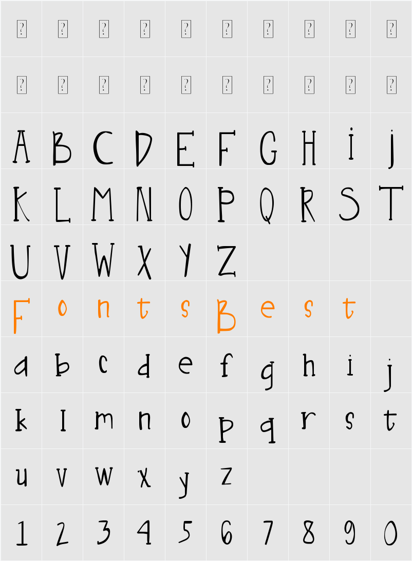 DJB Nouveau Light Character Map
