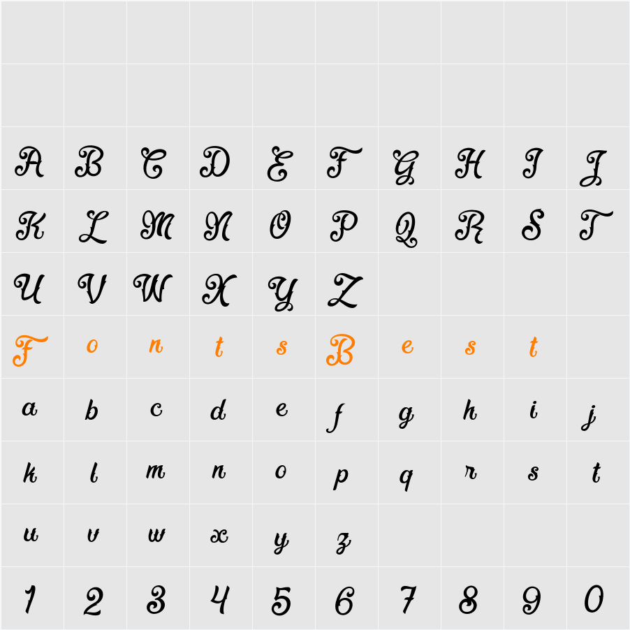 Fadli Script Character Map