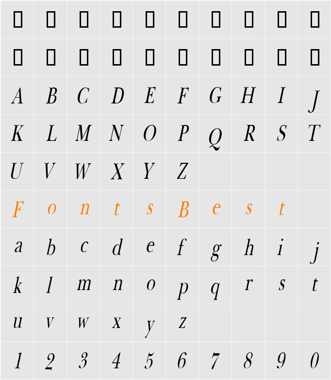 BaskertonCondensedSW Character Map