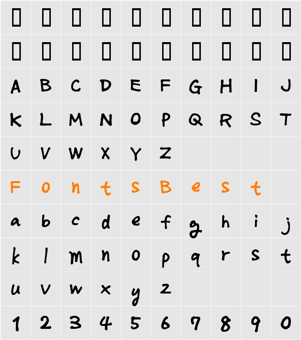MondayNormal Character Map