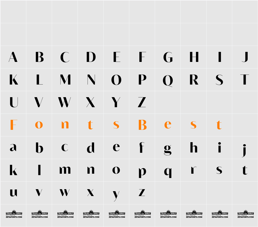 Blacker Sans Display Trial ExBd Character Map