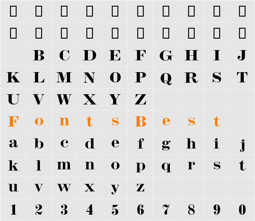 Inflex MT Bold Character Map