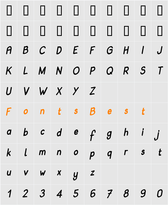 Babiole Character Map