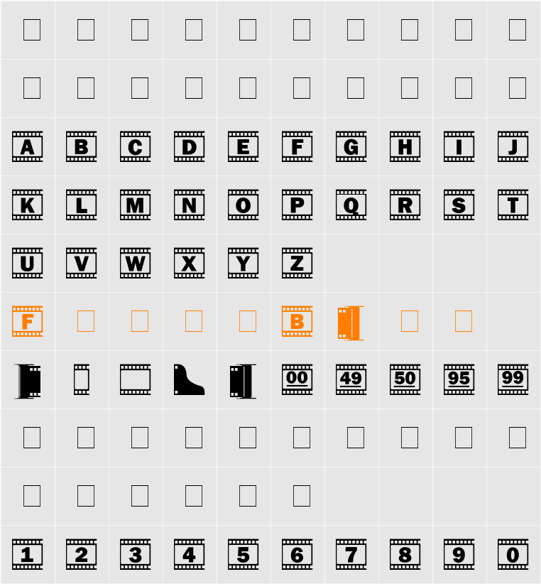 FilmStrip Character Map