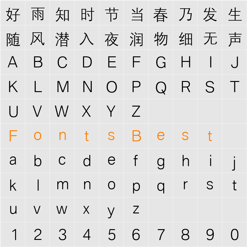 BMW Type Global Light Character Map