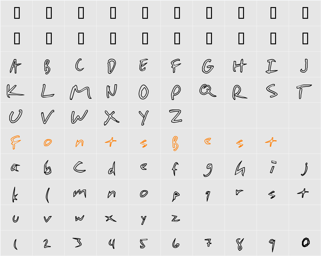JI-Mucose Character Map