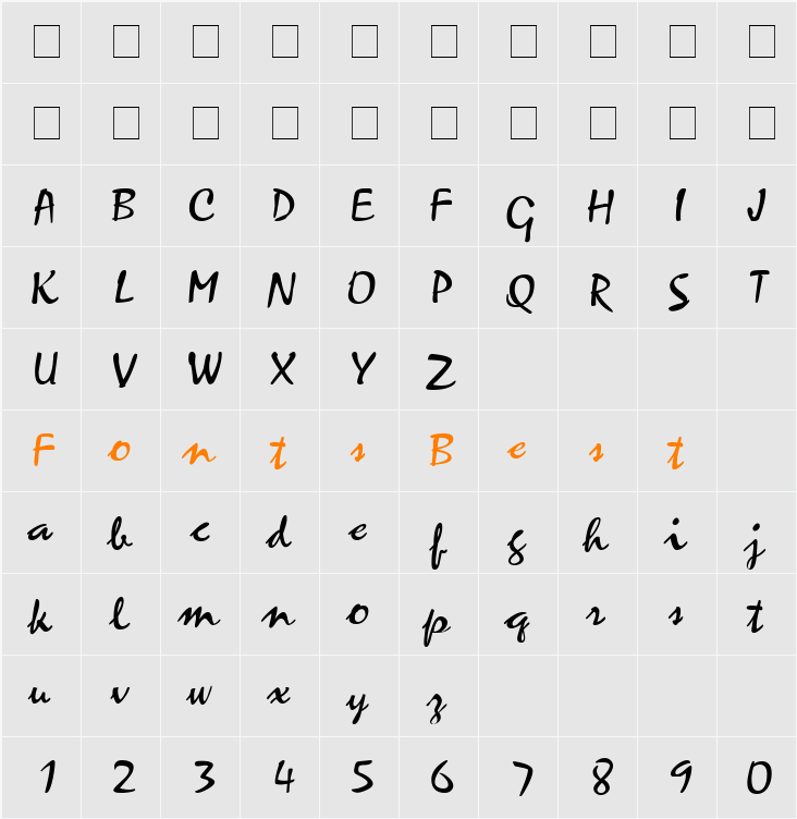 Minstrella Character Map