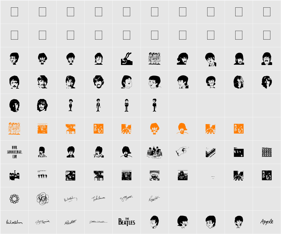 JAMON del MAR Character Map