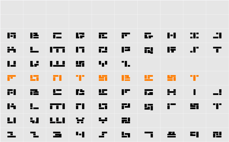 Missile Man Bold Exp Character Map