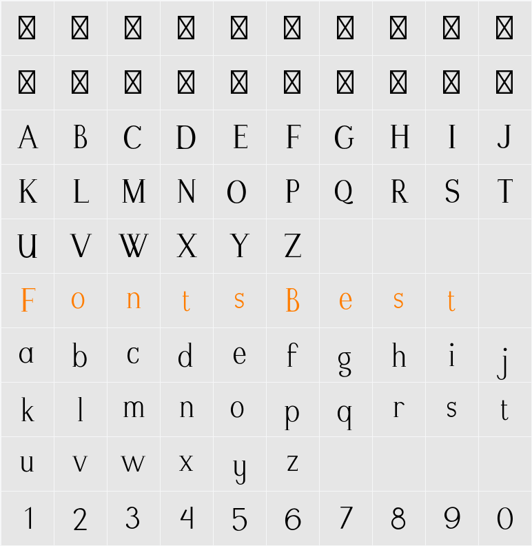 Modikasti Character Map