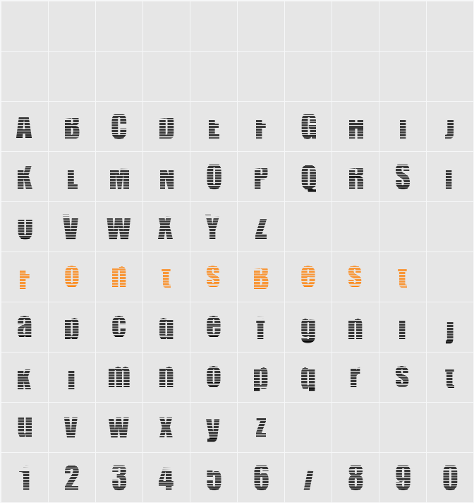 Billboard Stripped Character Map