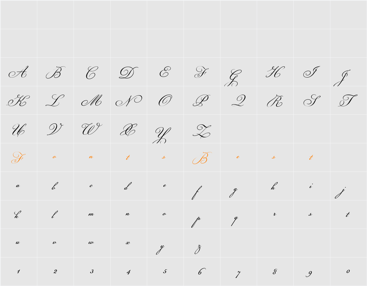 Champignon script Character Map
