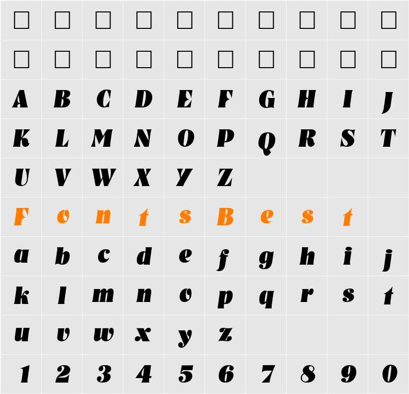 BattleItal Character Map