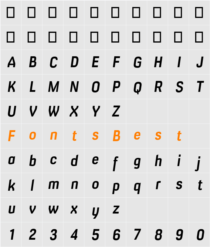 Milibus Rg Character Map