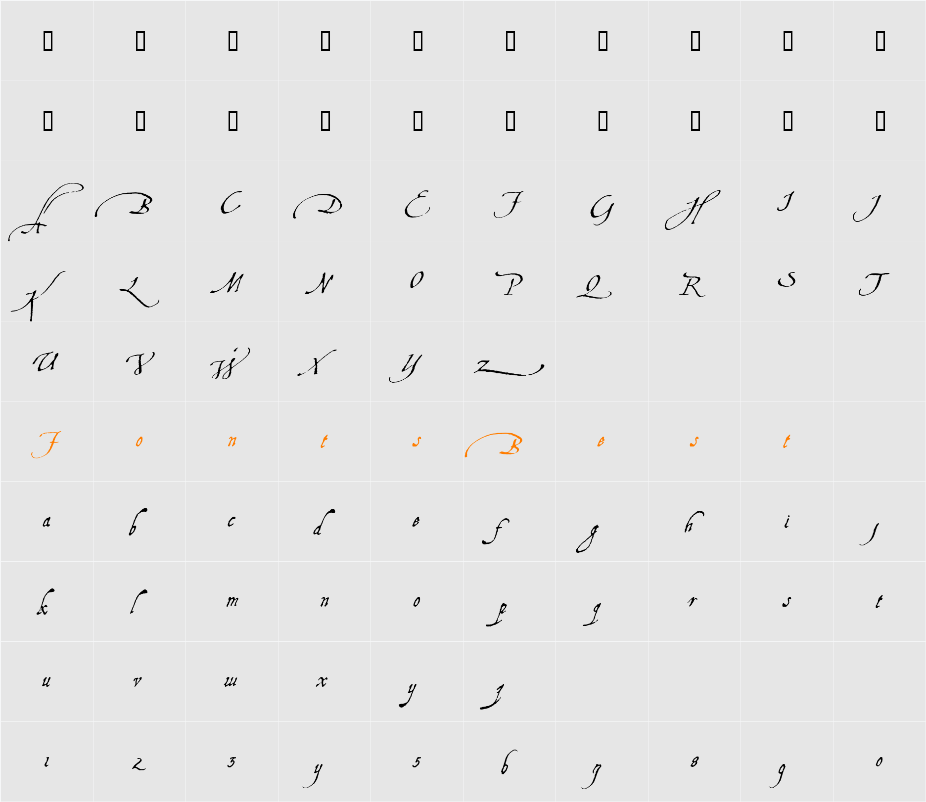 Aquiline Character Map