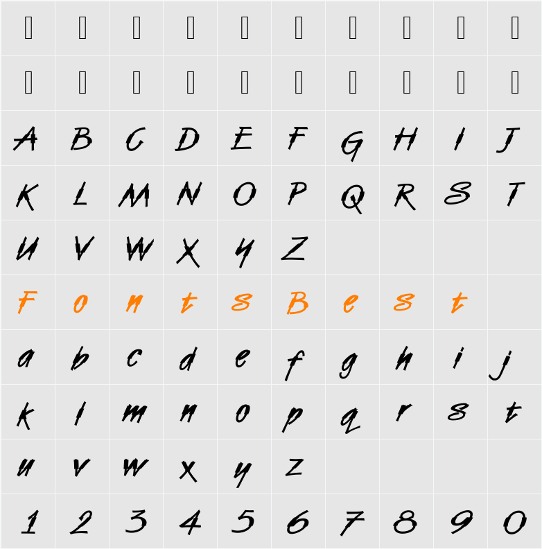 DTCVanDijkM44 Character Map