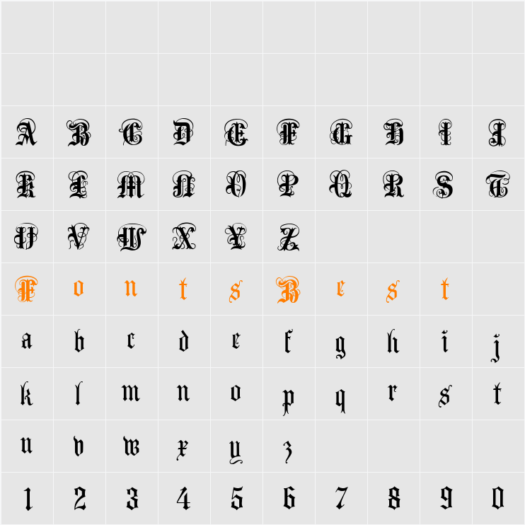 AngloText Character Map