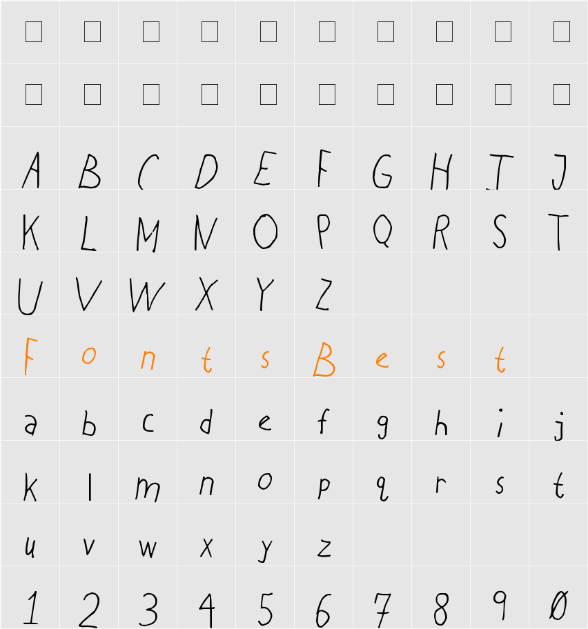 Chicken Scratch Character Map