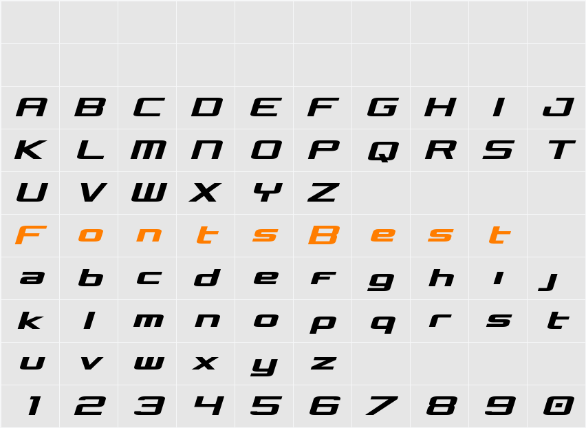 Concielian Bold Semi-Italic Character Map