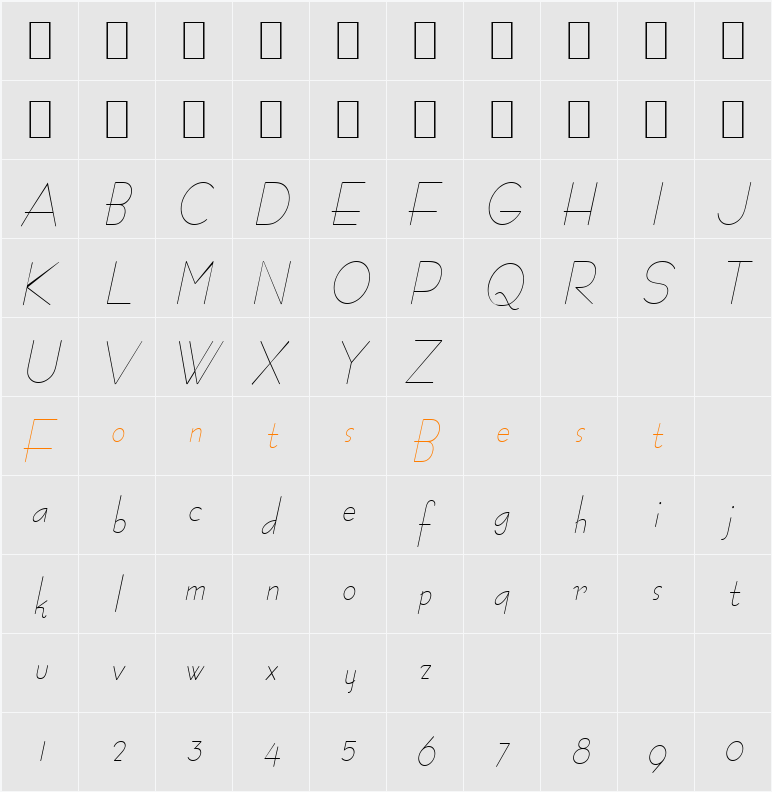 Bernie-Condensed Character Map