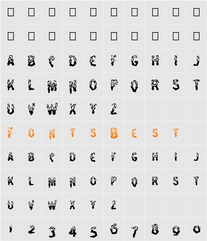 FZ WACKY 26 Character Map