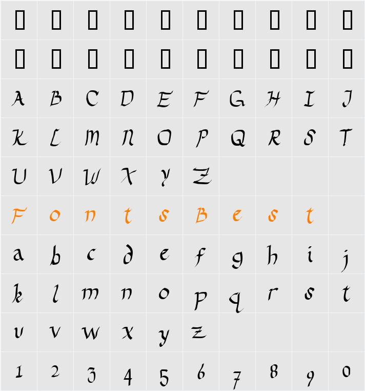 Drunken Calligrapher Character Map