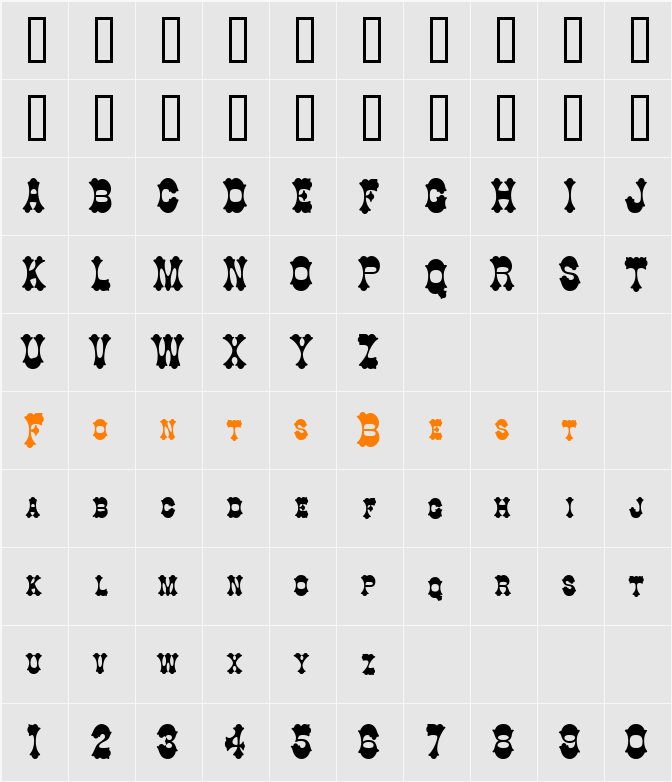 Cowboy Thin Character Map