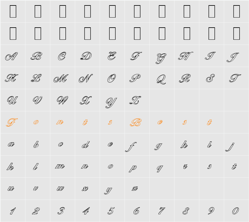 BallantinesOutline Character Map