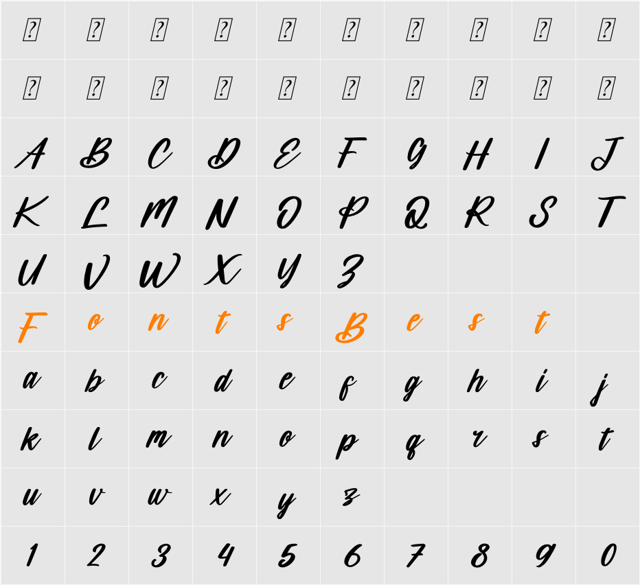 Balencia Lattive Character Map