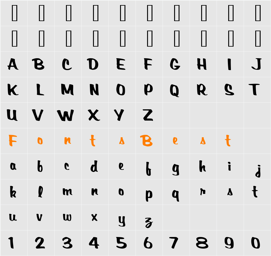 BardotScriptSSK Character Map