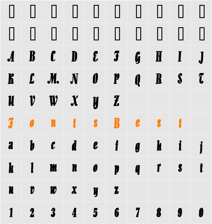 Aloe Thin Character Map