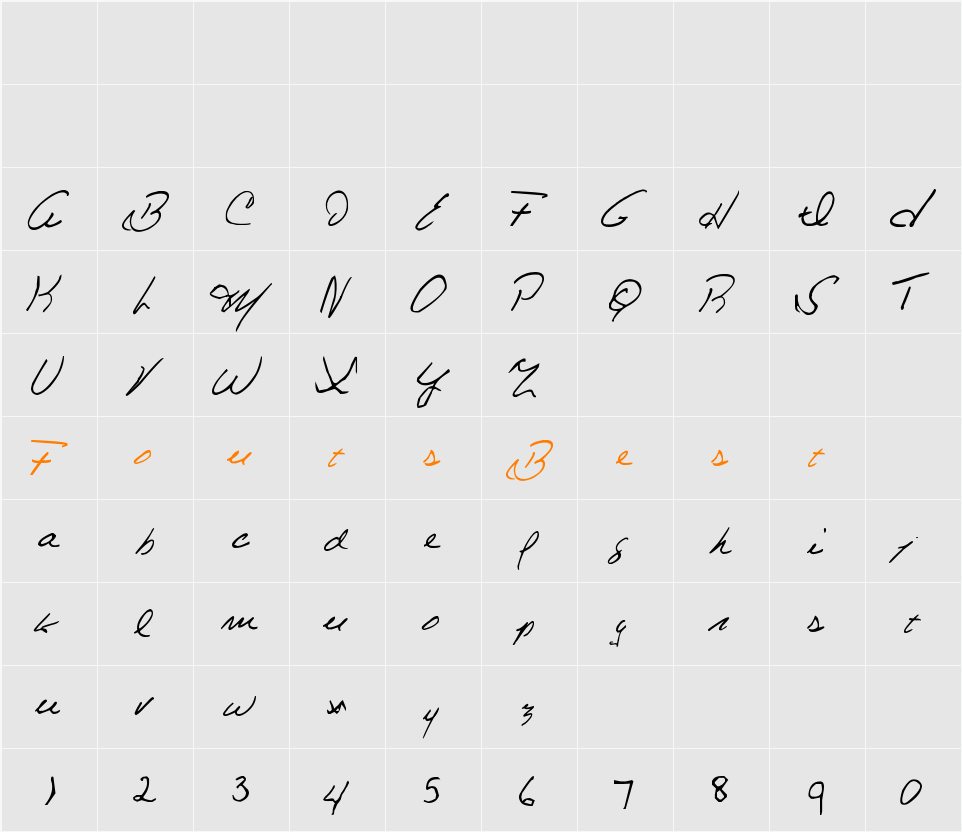 Celine Dion Handwriting Character Map