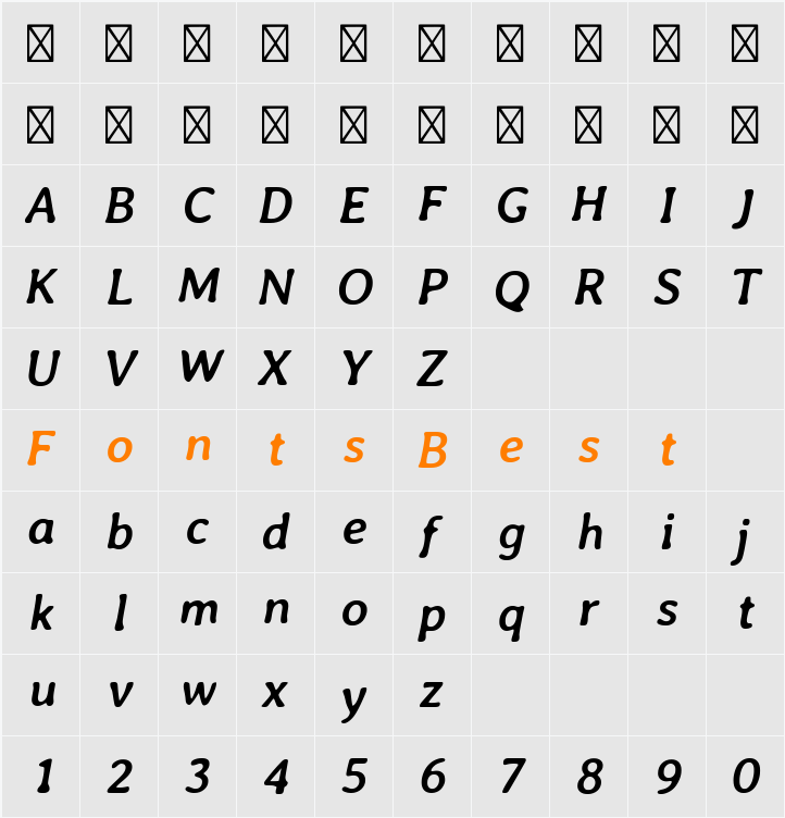 Averia Libre Character Map