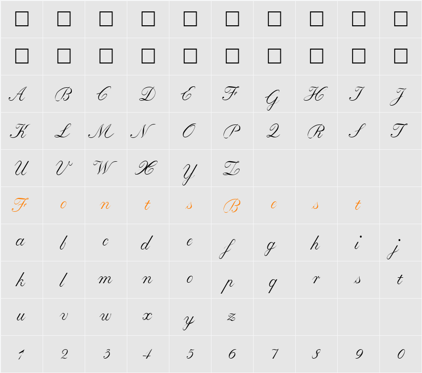 Baronesse Character Map