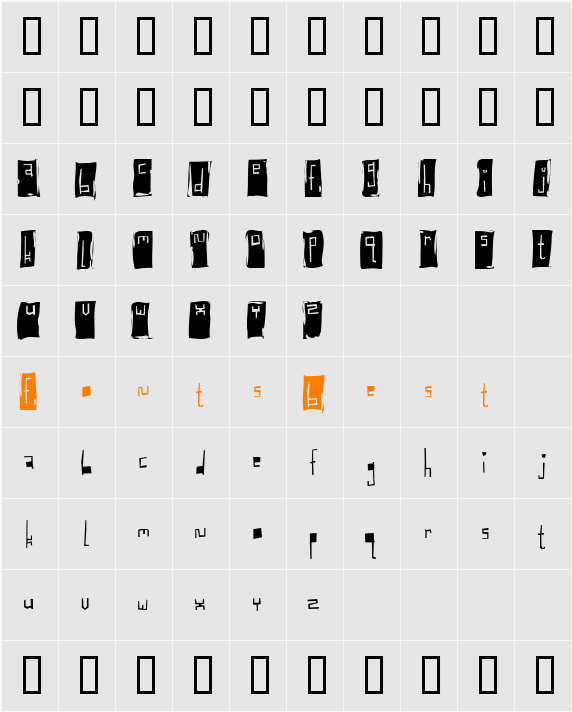 Baglady Character Map