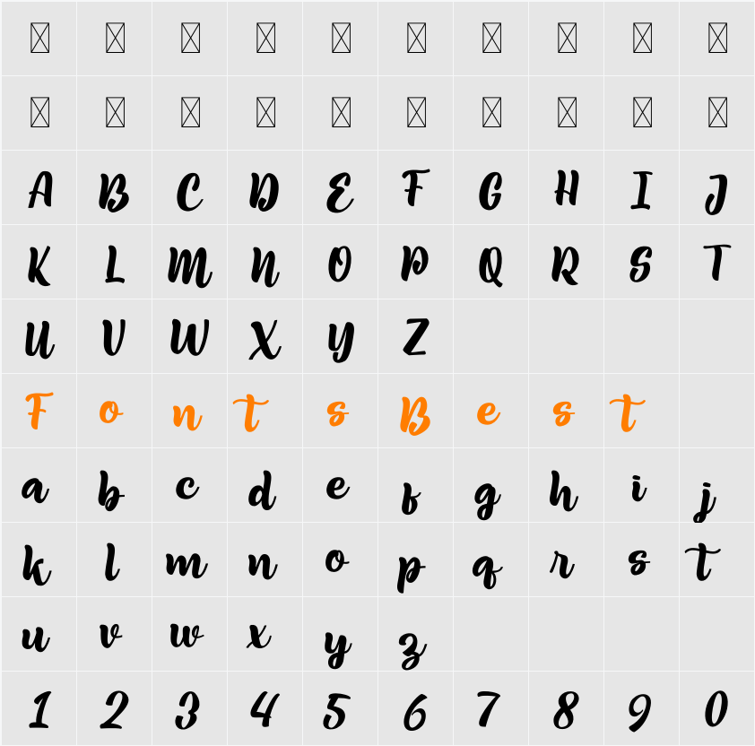 Beabella Character Map