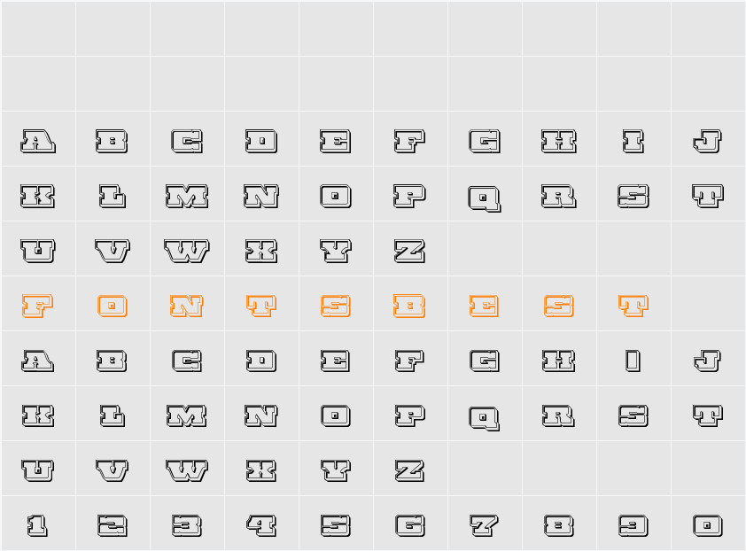 Chicago Express Engraved Character Map