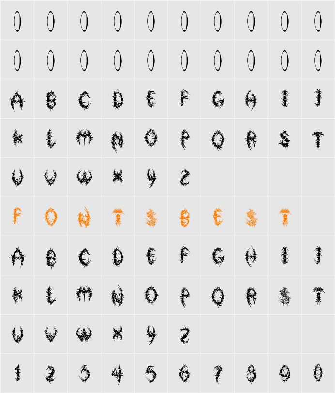 FlorAlphabet-Bold Character Map