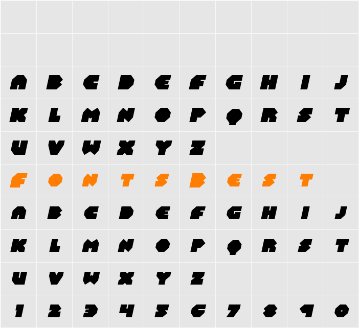Bal-Astaral Italic Character Map