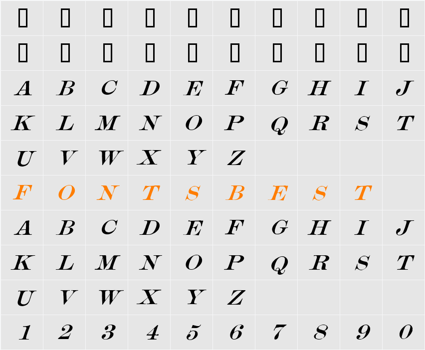 Mercantile Oblique Character Map