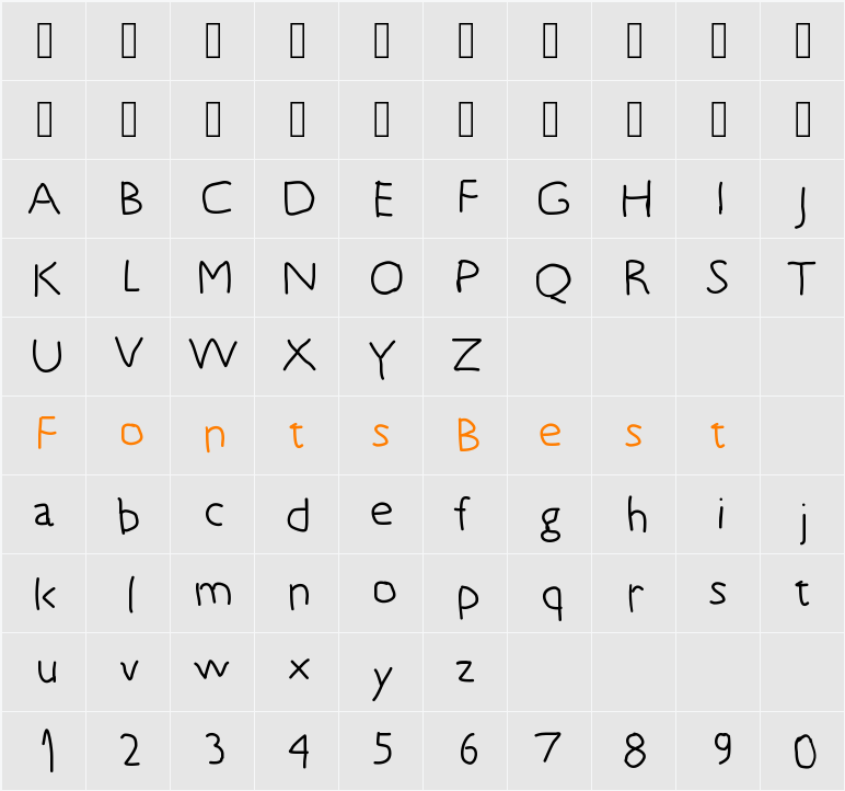5yearsoldfont Character Map