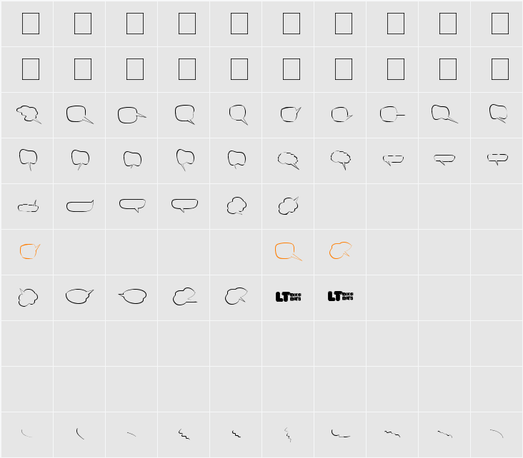 Freaky Comment Balloons LT Character Map