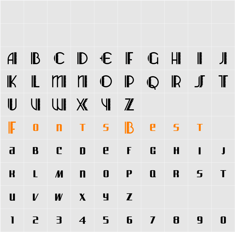 Arizona Airways NF Character Map